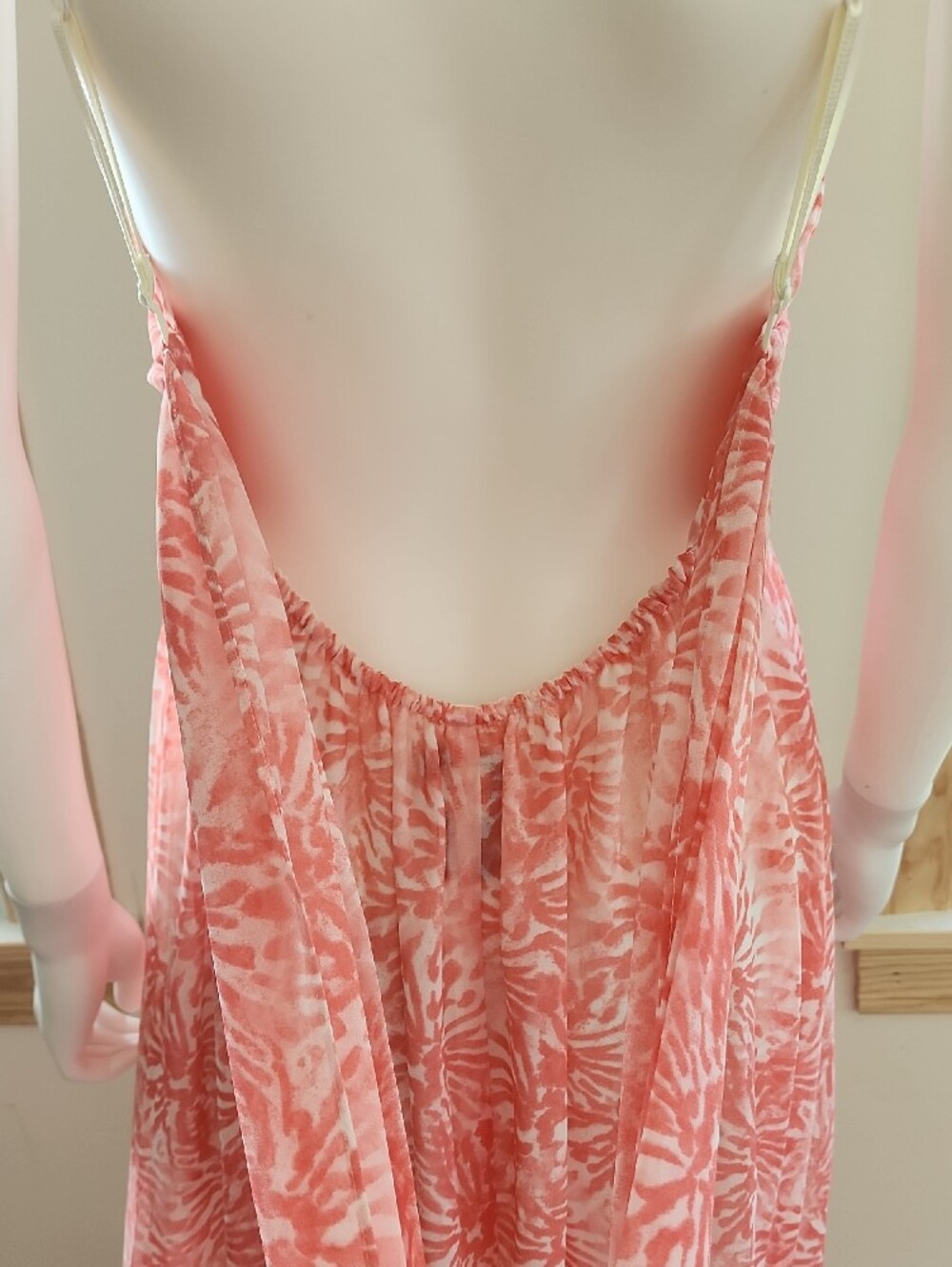 Moda International Backless Hot Pink Coral Floral Tropical Print Maxi Dress - Picture 6 of 10